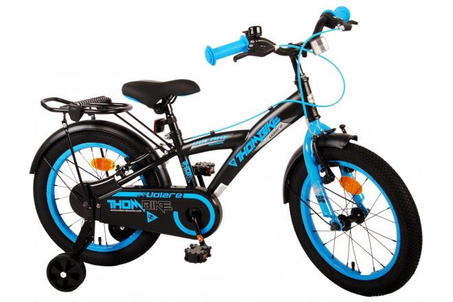 Volare Thombike Vélo pour enfants - Garçons - 16 pouces - Noir Bleu - Freins à deux mains