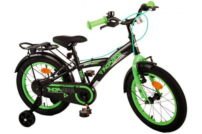 Volare Thombike Vélo pour enfants - Garçons - 16 pouces - Noir Vert - Freins à deux mains