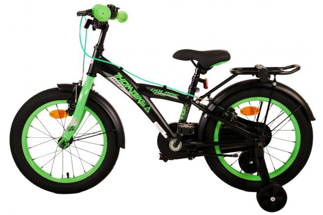 Volare Thombike Vélo pour enfants - Garçons - 16 pouces - Noir Vert - Freins à deux mains