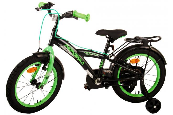 Volare Thombike Vélo pour enfants - Garçons - 16 pouces - Noir Vert - Freins à deux mains