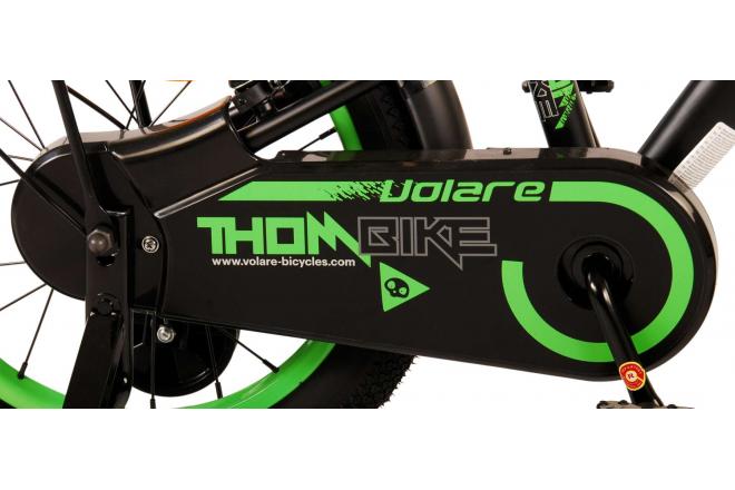 Volare Thombike Vélo pour enfants - Garçons - 16 pouces - Noir Vert - Freins à deux mains