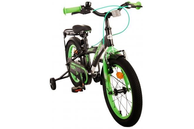 Volare Thombike Vélo pour enfants - Garçons - 16 pouces - Noir Vert - Freins à deux mains