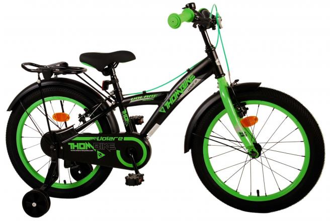 Volare Thombike Vélo pour enfants - Garçons - 18 pouces - Noir Vert - Freins à deux mains