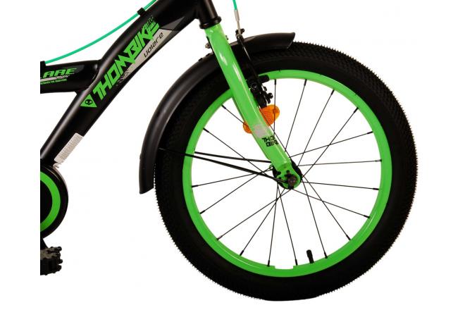 Volare Thombike Vélo pour enfants - Garçons - 18 pouces - Noir Vert - Freins à deux mains