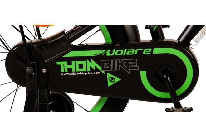 Volare Thombike Vélo pour enfants - Garçons - 18 pouces - Noir Vert - Freins à deux mains