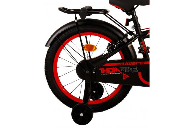 Volare Thombike Vélo pour enfants - Garçons - 18 pouces - Noir Rouge - Freins à deux mains