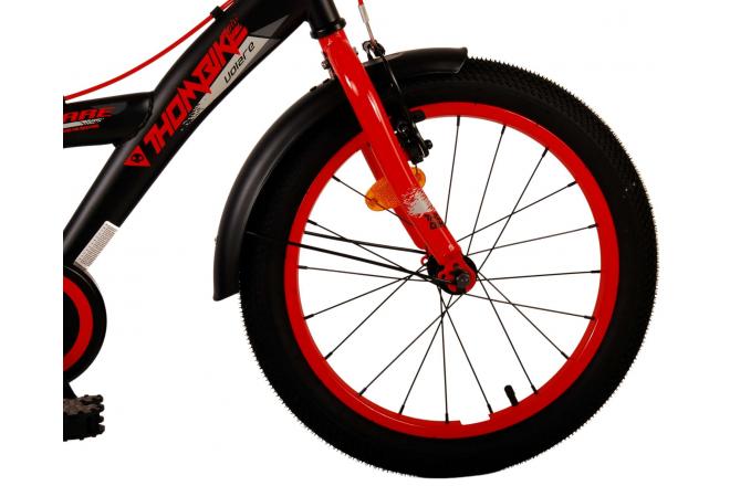 Volare Thombike Vélo pour enfants - Garçons - 18 pouces - Noir Rouge - Freins à deux mains