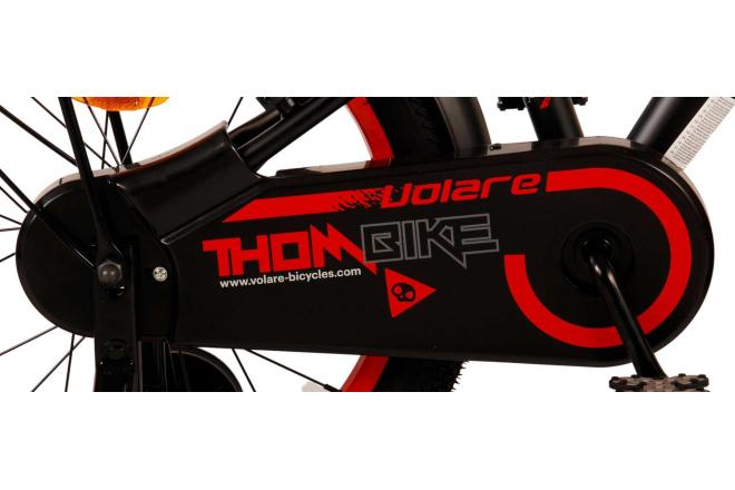 Volare Thombike Vélo pour enfants - Garçons - 18 pouces - Noir Rouge - Freins à deux mains