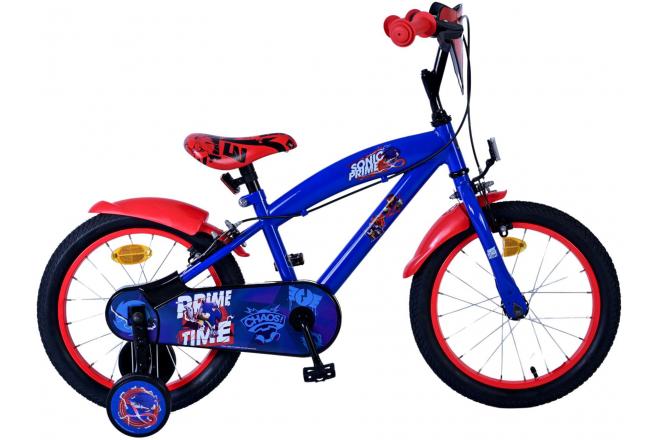 Sonic Prime Vélo enfant - Garçons - 16 pouces - Bleu Rouge - Freins à deux mains