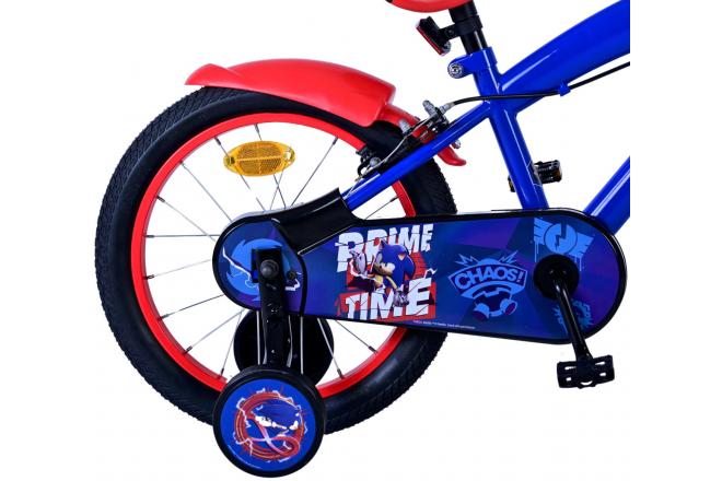 Sonic Prime Vélo enfant - Garçons - 16 pouces - Bleu Rouge - Freins à deux mains