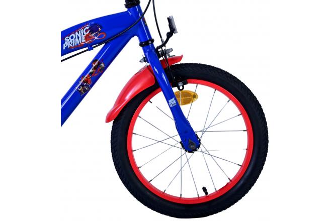 Sonic Prime Vélo enfant - Garçons - 16 pouces - Bleu Rouge - Freins à deux mains