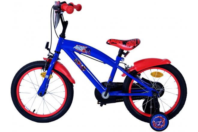 Sonic Prime Vélo enfant - Garçons - 16 pouces - Bleu Rouge - Freins à deux mains