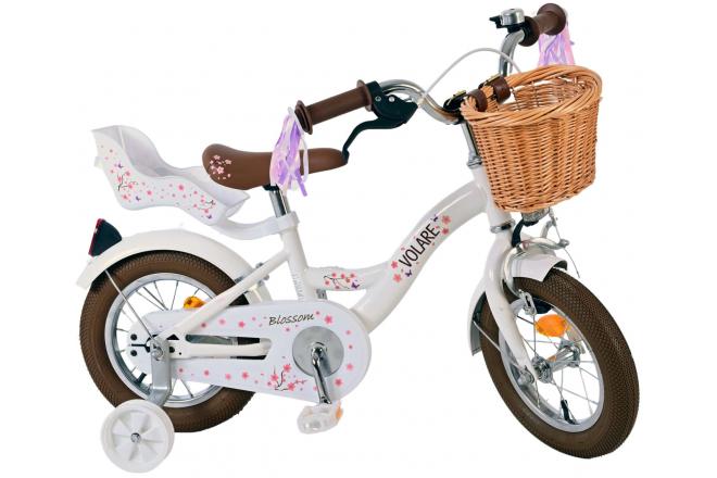 Vélo enfant Volare Blossom - Filles - 12 pouces - Blanc