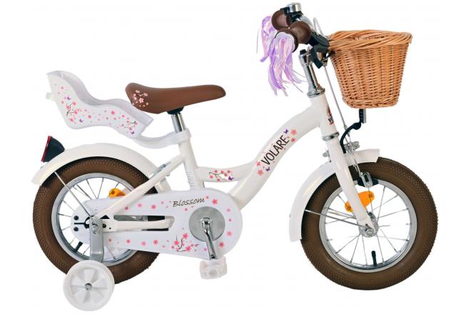 Vélo enfant Volare Blossom - Filles - 12 pouces - Blanc