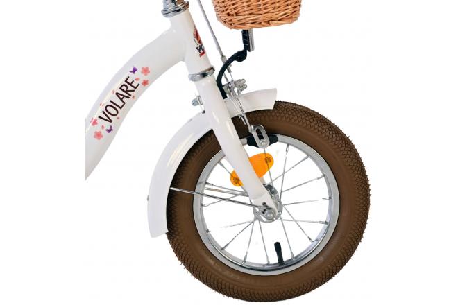 Vélo enfant Volare Blossom - Filles - 12 pouces - Blanc