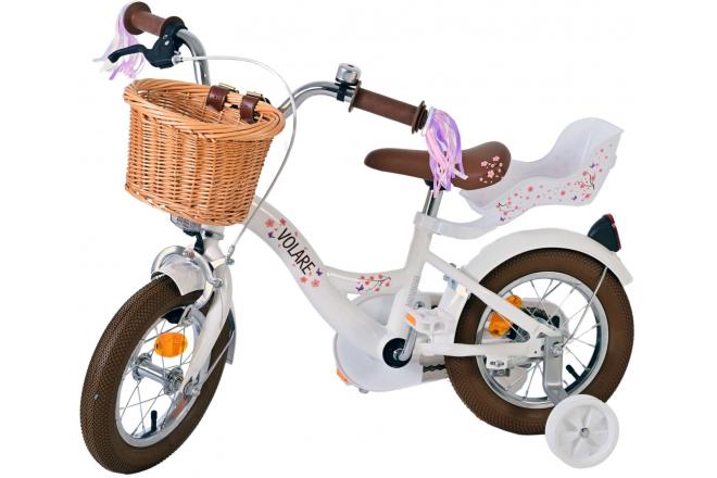 Vélo enfant Volare Blossom - Filles - 12 pouces - Blanc