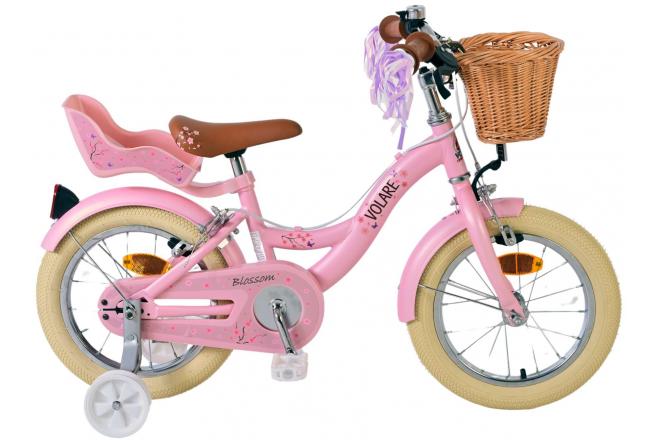 Volare Blossom Vélo enfant - Filles - 14 pouces - Rose - Freins à deux mains