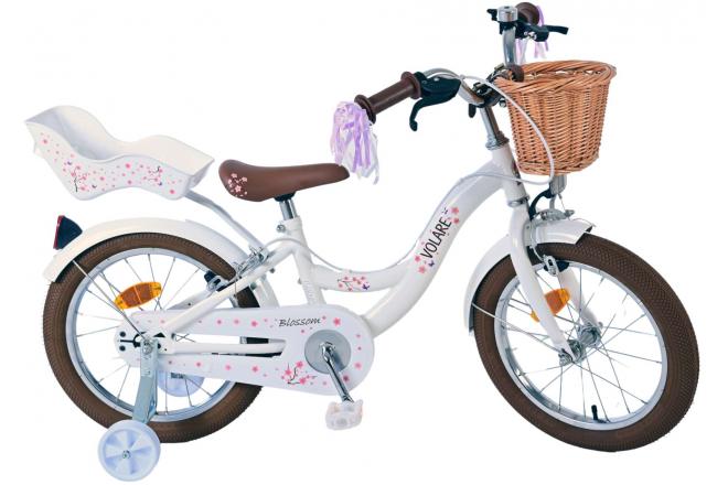 Volare Blossom Vélo enfant - Filles - 16 pouces - Blanc - Freins à deux mains