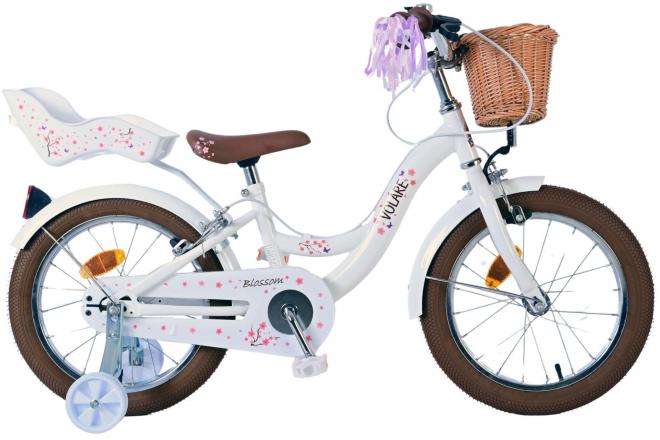 Volare Blossom Vélo enfant - Filles - 16 pouces - Blanc - Freins à deux mains