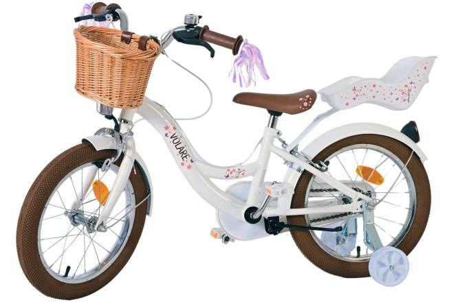 Volare Blossom Vélo enfant - Filles - 16 pouces - Blanc - Freins à deux mains