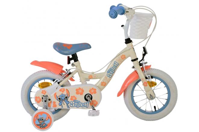 Vélo enfant Disney Stitch - Filles - 12 pouces - deux freins à main - Bleu corail crème