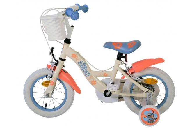 Vélo enfant Disney Stitch - Filles - 12 pouces - deux freins à main - Bleu corail crème