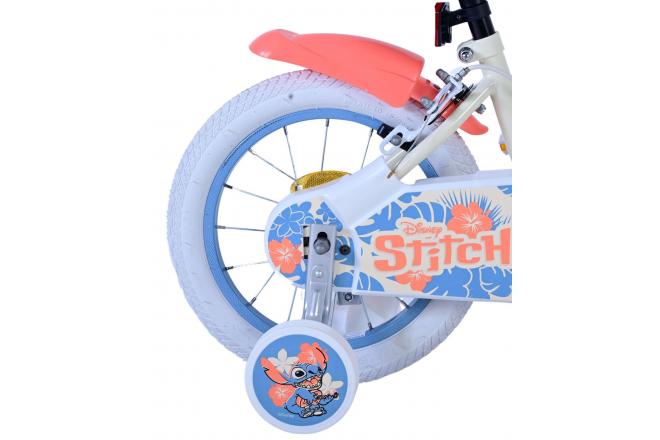 Vélo enfant Disney Stitch - Filles - 14 pouces - Bleu corail crème - Freins à deux mains