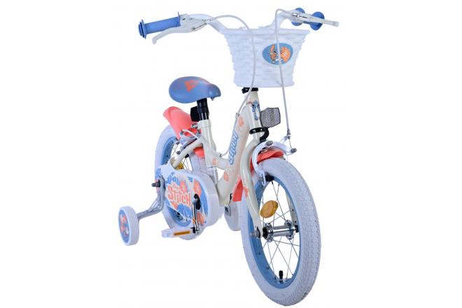 Vélo enfant Disney Stitch - Filles - 14 pouces - Bleu corail crème - Freins à deux mains