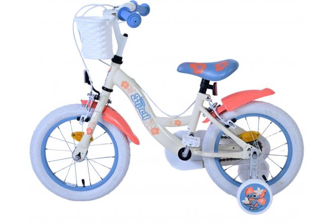 Vélo enfant Disney Stitch - Filles - 14 pouces - Bleu corail crème - Freins à deux mains