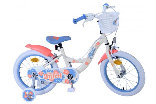 Vélo enfant Disney Stitch - Filles - 16 pouces - Bleu corail crème - Freins à deux mains