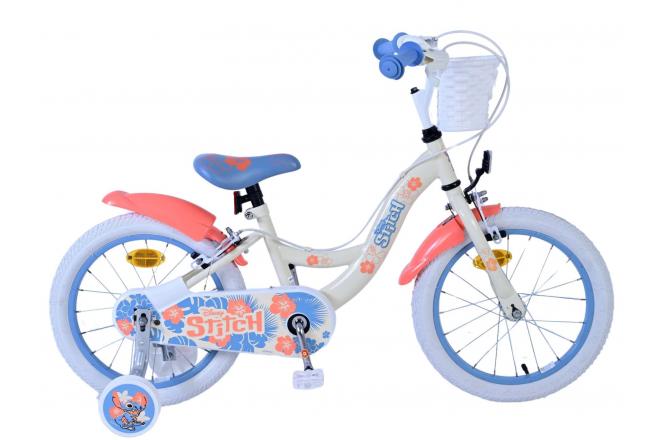 Vélo enfant Disney Stitch - Filles - 16 pouces - Bleu corail crème - Freins à deux mains