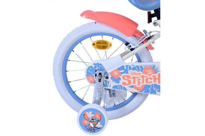 Vélo enfant Disney Stitch - Filles - 16 pouces - Bleu corail crème - Freins à deux mains