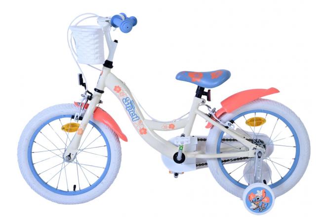 Vélo enfant Disney Stitch - Filles - 16 pouces - Bleu corail crème - Freins à deux mains