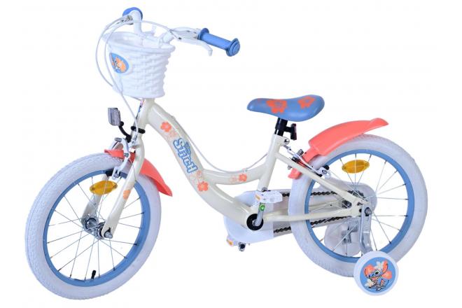 Vélo enfant Disney Stitch - Filles - 16 pouces - Bleu corail crème - Freins à deux mains