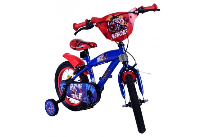 Sonic Prime Vélo enfant - Garçons - 14 pouces - Bleu Rouge - Freins à deux mains