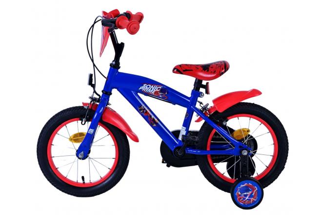 Sonic Prime Vélo enfant - Garçons - 14 pouces - Bleu Rouge - Freins à deux mains