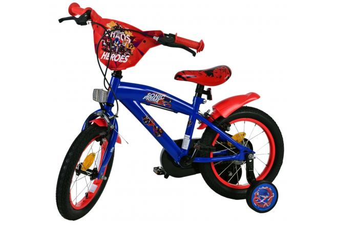 Sonic Prime Vélo enfant - Garçons - 14 pouces - Bleu Rouge - Freins à deux mains