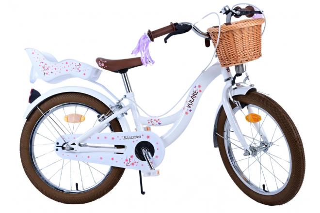 Volare Blossom Vélo enfant - Filles - 18 pouces - Blanc - Freins à deux mains