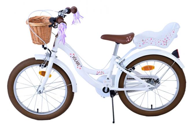 Volare Blossom Vélo enfant - Filles - 18 pouces - Blanc - Freins à deux mains