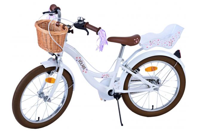 Volare Blossom Vélo enfant - Filles - 18 pouces - Blanc - Freins à deux mains