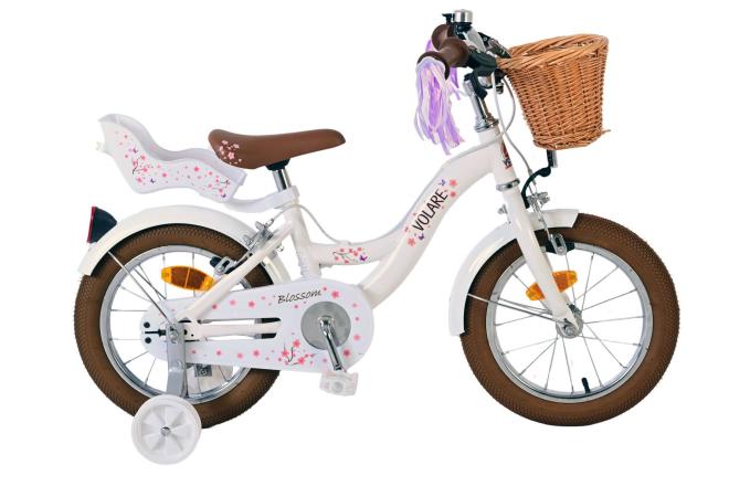 Volare Blossom Vélo enfant - Filles - 14 pouces - Blanc - Freins à deux mains