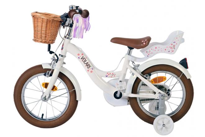 Volare Blossom Vélo enfant - Filles - 14 pouces - Blanc - Freins à deux mains