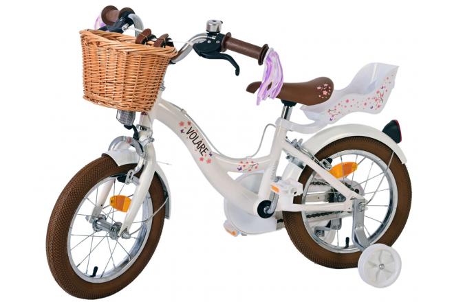 Volare Blossom Vélo enfant - Filles - 14 pouces - Blanc - Freins à deux mains