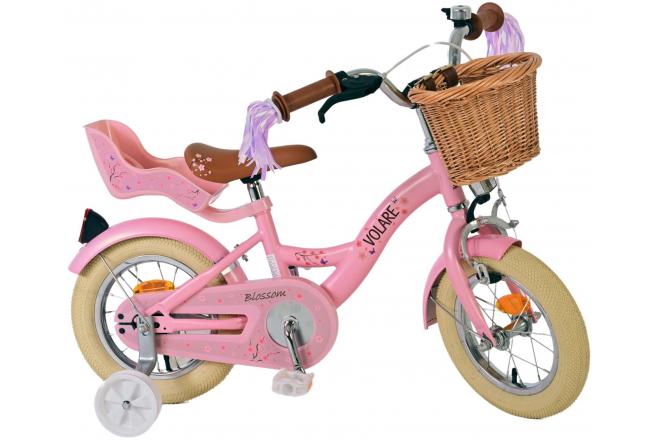 Vélo enfant Volare Blossom - Filles - 12 pouces - Rose