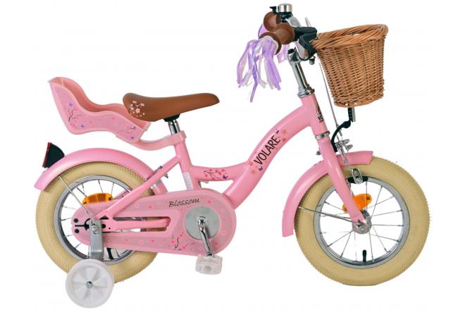 Vélo enfant Volare Blossom - Filles - 12 pouces - Rose