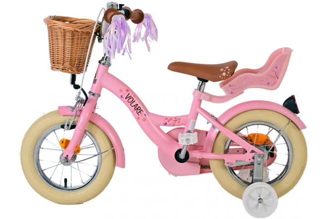 Vélo enfant Volare Blossom - Filles - 12 pouces - Rose