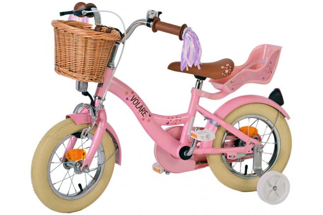 Vélo enfant Volare Blossom - Filles - 12 pouces - Rose