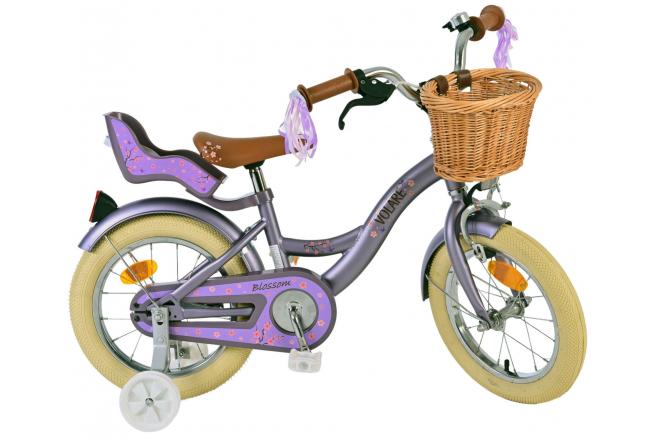 Vélo enfant Volare Blossom - Filles - 14 pouces - Violet