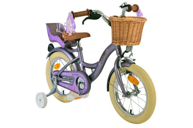 Vélo enfant Volare Blossom - Filles - 14 pouces - Violet