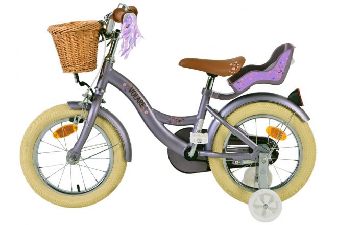 Vélo enfant Volare Blossom - Filles - 14 pouces - Violet